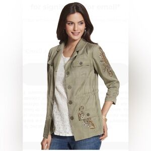 Chico’s Artisan Utility Jacket Military Style Womens size 2